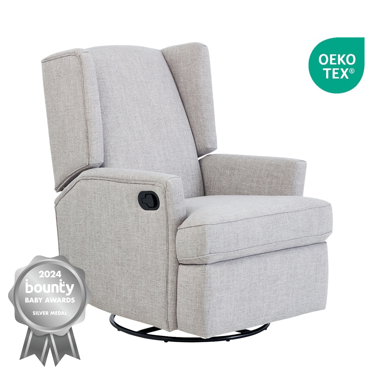 Chelsea Recliner Glider Chair in Pure Grey iL Tutto