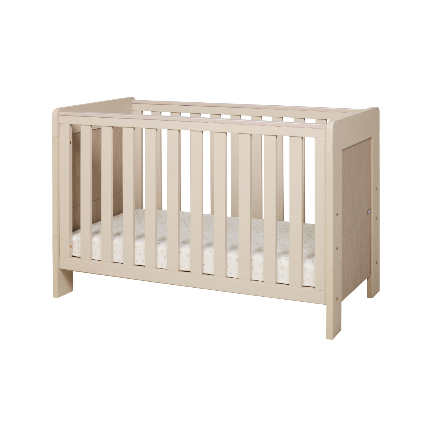 Alba Mini Cot in Mushroom & Herringbone