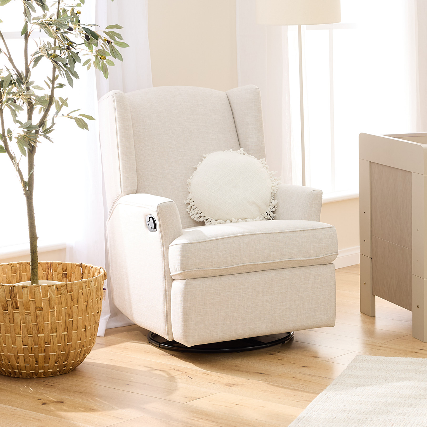 Alba Mini Cot Set with Chelsea in Mushroom & Golden Oak