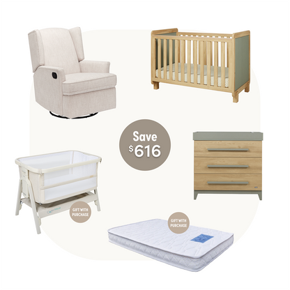 Kuba Cot Set with Chelsea in Sage Weave & Golden Oak