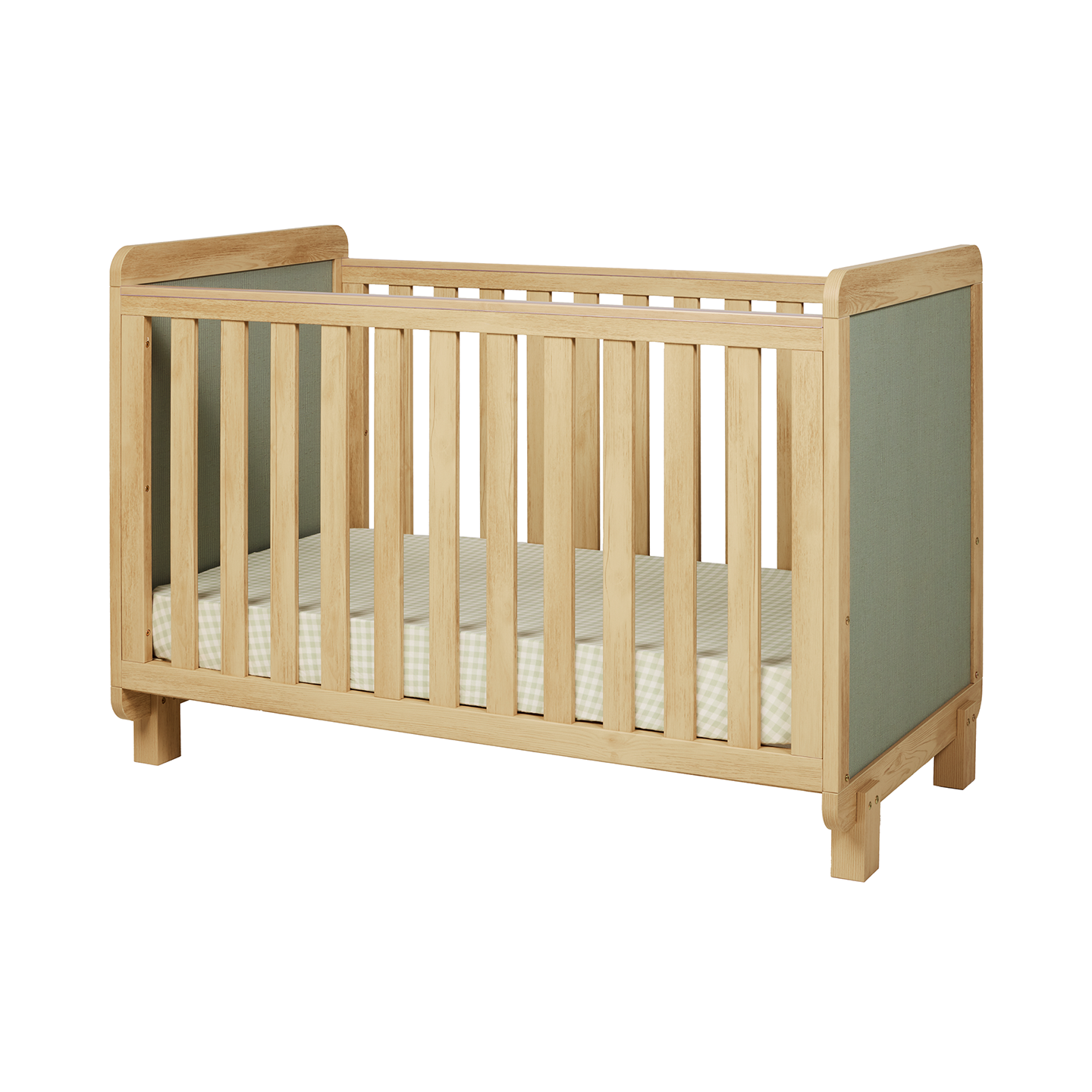 Kuba Cot Set with Chelsea in Sage Weave & Golden Oak