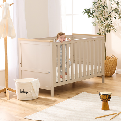 Misha Cot Set with Chelsea in Mushroom & Golden Oak