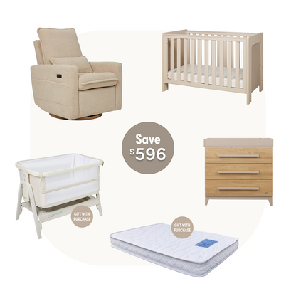 Alba Mini Cot Set with Frankie in Mushroom & Golden Oak