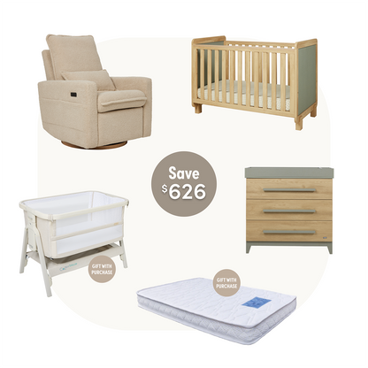 Kuba Cot Set with Frankie in Sage Weave & Golden Oak