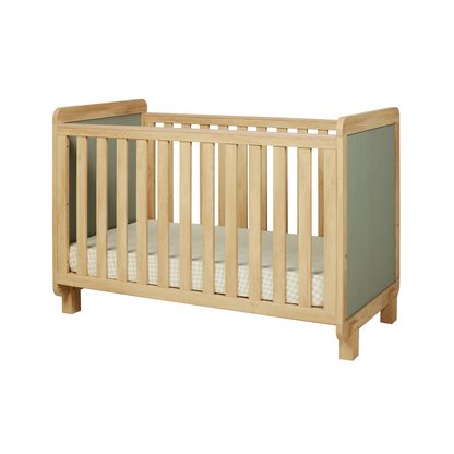 Kuba Cot in Sage Weave & Golden Oak