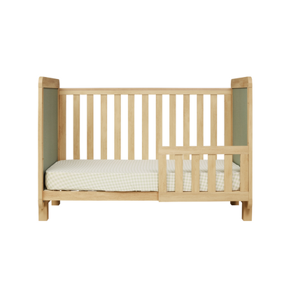 Kuba Cot in Sage Weave & Golden Oak