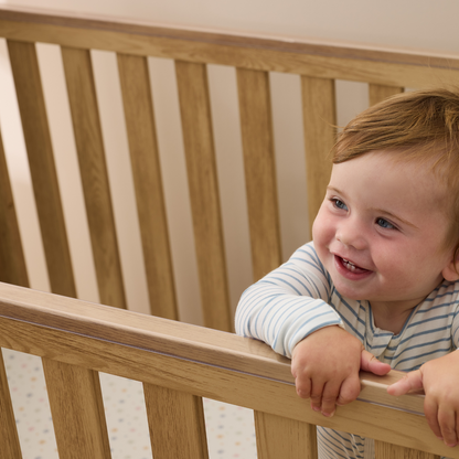 Kuba Cot in Sage Weave & Golden Oak