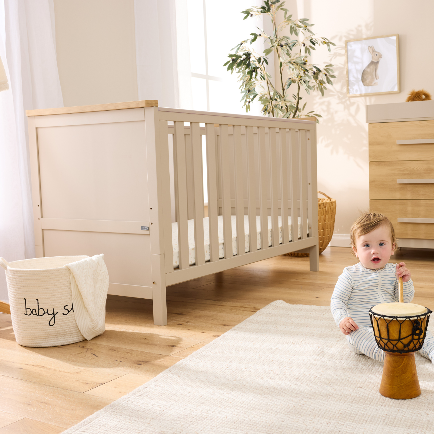 Misha Cot in Mushroom & Golden Oak