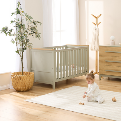 Misha Cot in Sage & Golden Oak