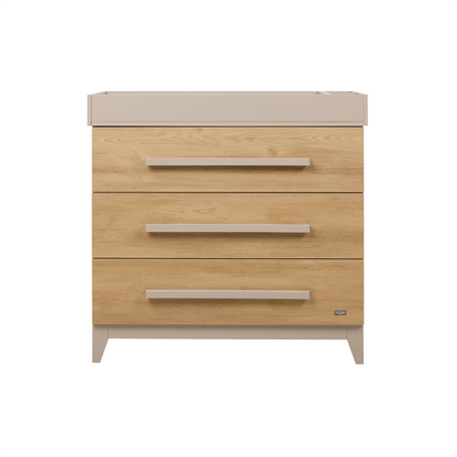 Misha Cot with Chest & Removable Changer in Mushroom & Golden Oak With Free Cot Mattress