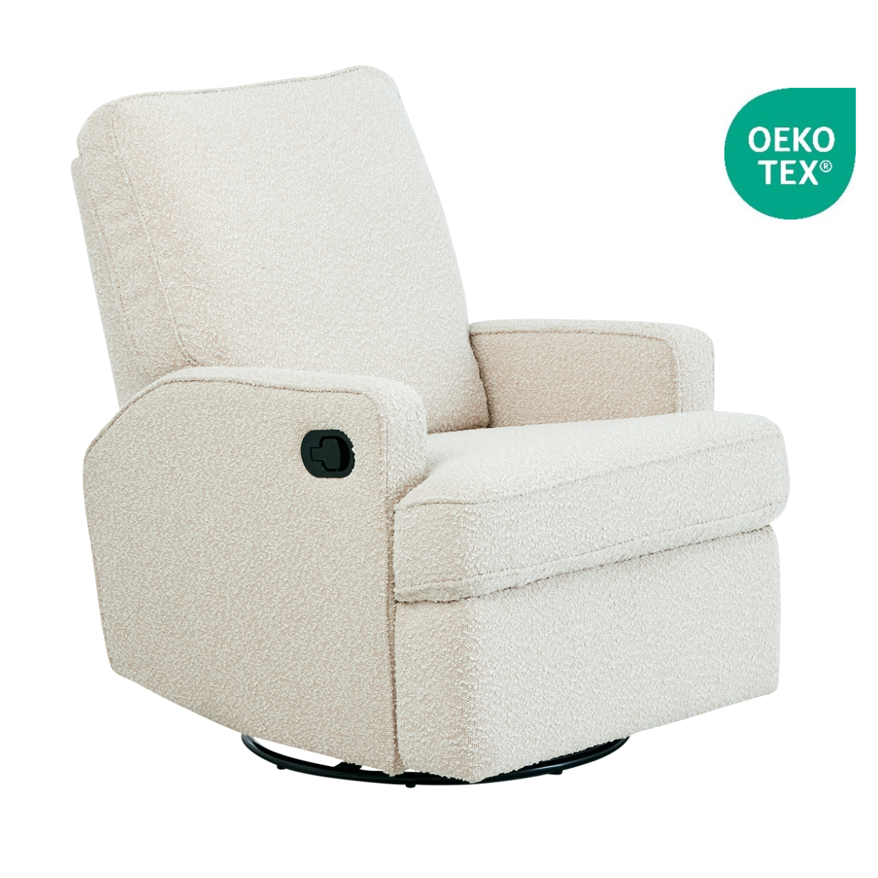 Quinn Glider Recliner Nursery Chair in Vanilla Bouclé | iL Tutto